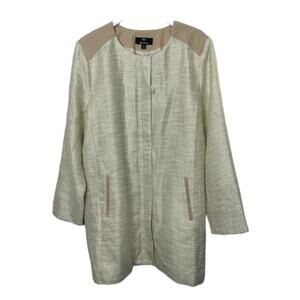 Dennis by Dennis Basso Beige & Gold Textured Topper Coat Women's XL NEW